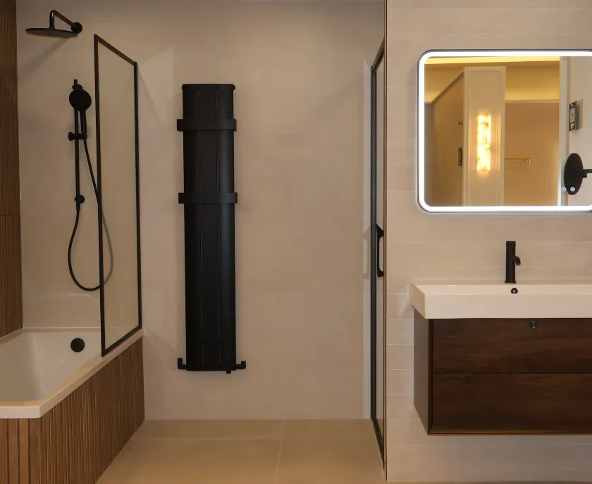 Warm Wood Detailing & Black Accents